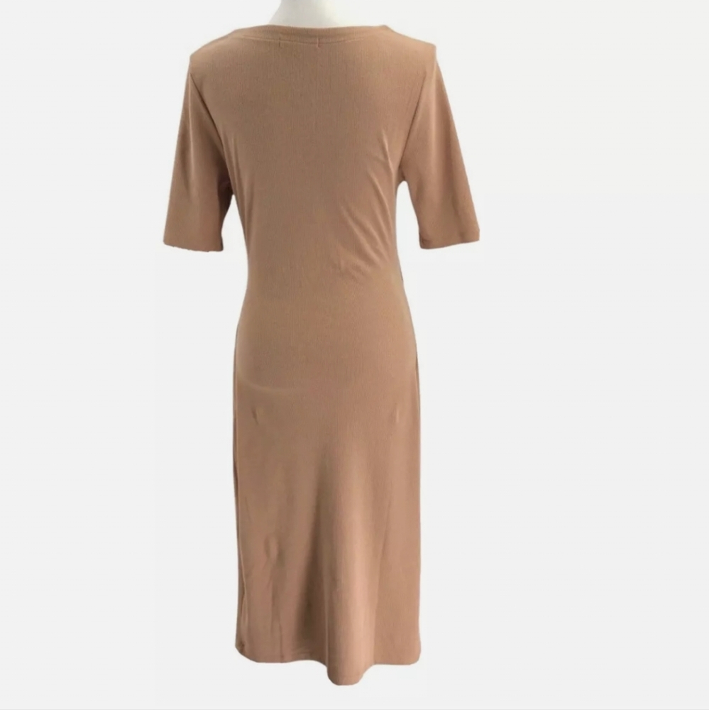 7 For All Mankind Womenβs Bodycon Rib-Knit Cut-Out Dress - Picture 6 of 8